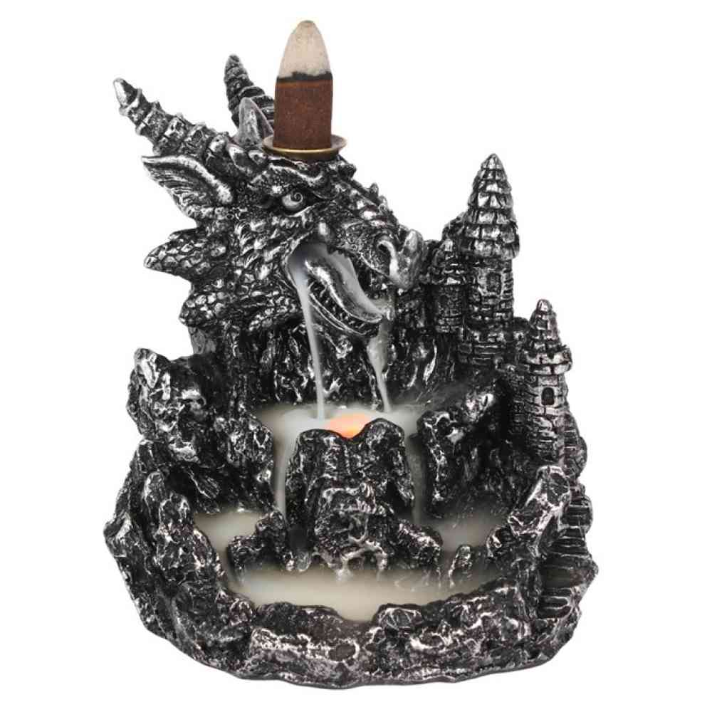 Something Different - Silver Dragon Backflow Incense burner - Silver coloured